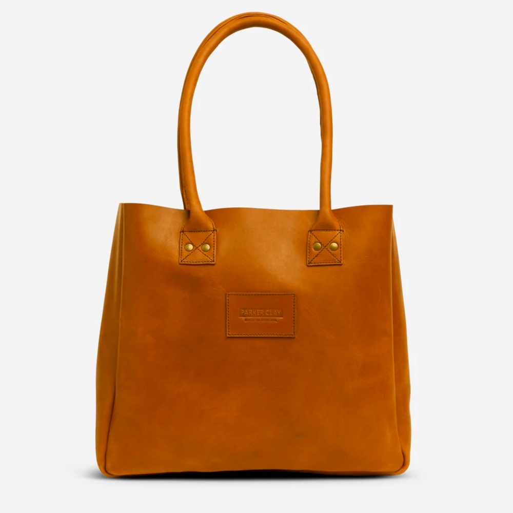 🕶️Parker Clay Caramel Rust Brown Leather Tote Bag
